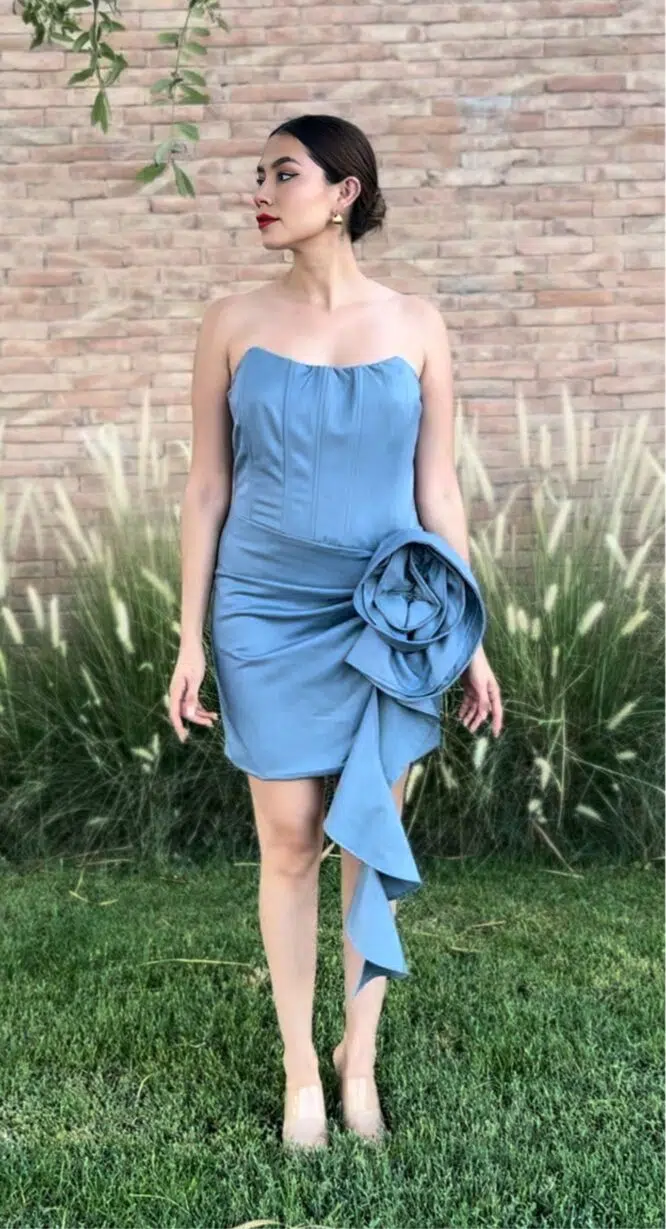 VESTIDO DENIM CON FLOR