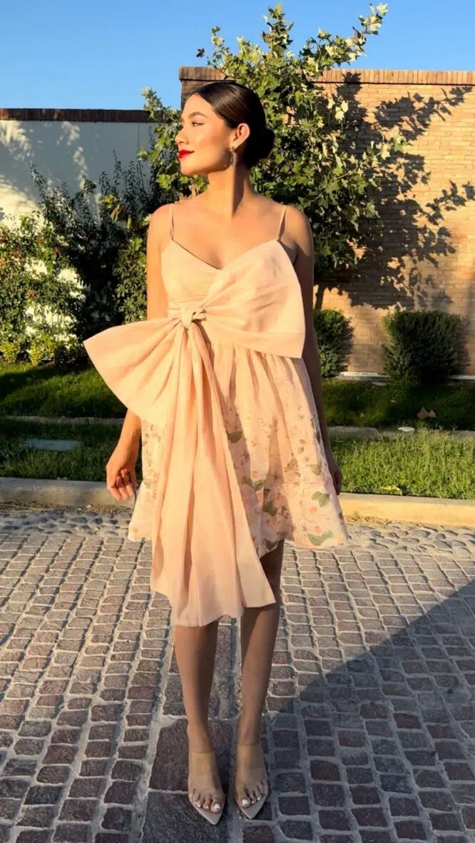 VESTIDO CORTO MOÑO GRANDE